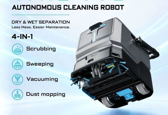 Robot Pembersih Lantai Komersial Dengan Air Pengeluaran Stasiun Basis