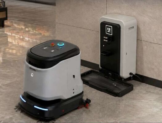 Robot Pembersih Lantai Komersial Dengan Air Pengeluaran Stasiun Basis