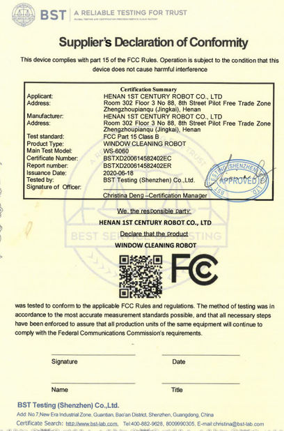 Cina Shenzhen Globabot Facotry Sertifikasi